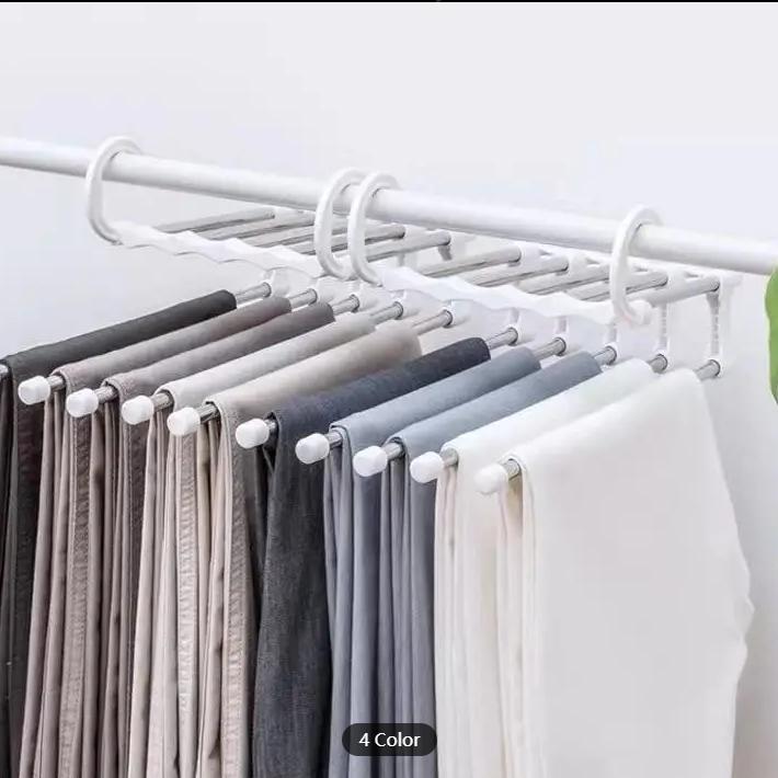 Umeras organizator pentru pantaloni, Zola®, 5 perechi, cu brate extensibile,15 x 35- 46 cm, alb Umeras organizator pentru pantaloni, Zola®, 5 perechi, cu brate extensibile,15 x 35- 46 cm, alb